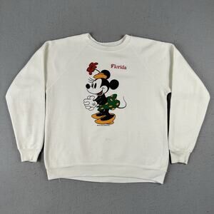 VTG 80s Disney Florida Minnie Mouse Sweatshirt Large Sherry Raglan Crewneck‎